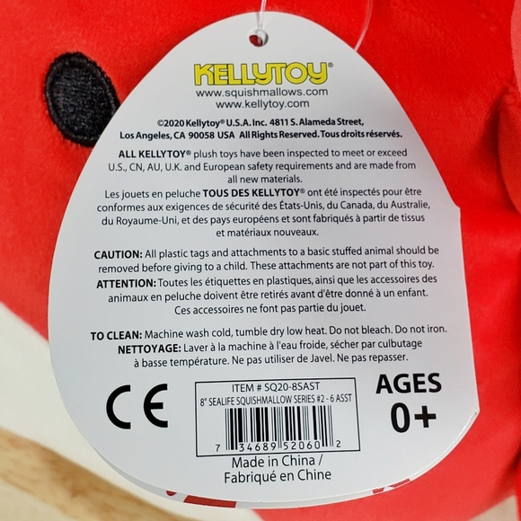 Squishmallow Carlos the Red Crab 8" 2020 UltraSoft Collectible Sealife Plush - Picture 12 of 12